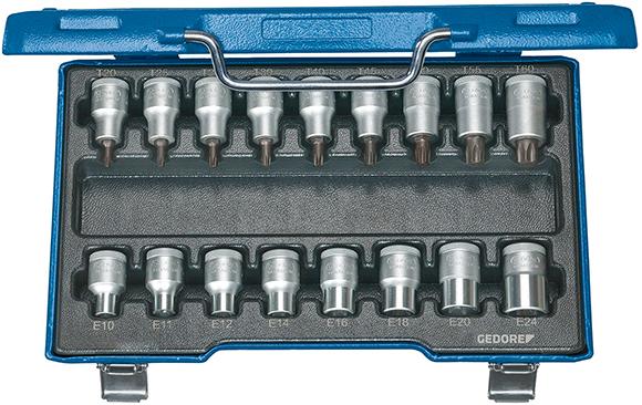 Stecknuss-Satz 1/2" T20 bis T60 und E10 bis E24 17-teilig Gedore Stecknuss-Satz 1/2" T20 bis T60 und E10 bis E24 17-teilig Gedore