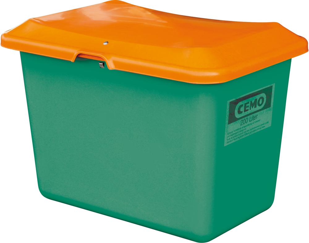 Streugutbehälter 550 l B1340xT990xH780 mm ohne Entnahmeöffnung grün/orange