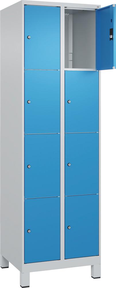 Fächerschrank mit Füßen B600xT500xH1950 Korpus RAL 7035 LichtgrauTüren RAL 5012 Lichtblau
