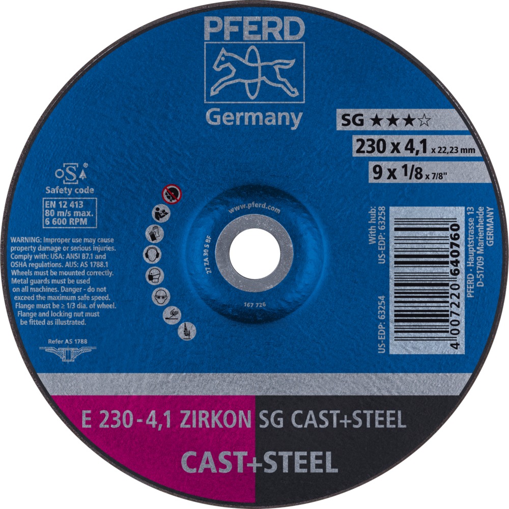 Schruppscheiben E 230-4,1 ZIRKON SG CAST+STEEL