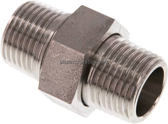 Doppelnippel trennbar R 1/2"-R 1/2", 1.4571 PN40, konisch dichtend