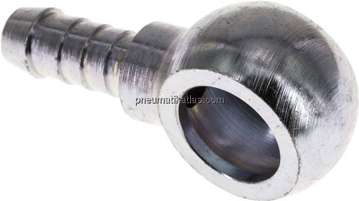 Schlauchnippel 14mm Ring, 7 - 8mm, Stahl verzinkt