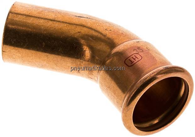 Pressfitting, 45° Bogen, 35mm i/a, Kupfer / Kupferlegierung