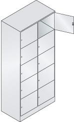 Fächerschrank B900xT480xH1950 mm RAL 7035 2x5 Fächer B410 mm CP