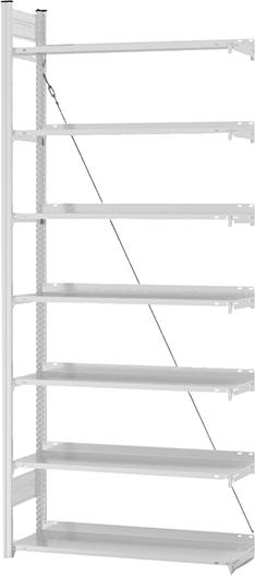 Anbauregal zerlegt HKA 23310 EX, 7 Böden 2350x300x1000mm lichtgrau
