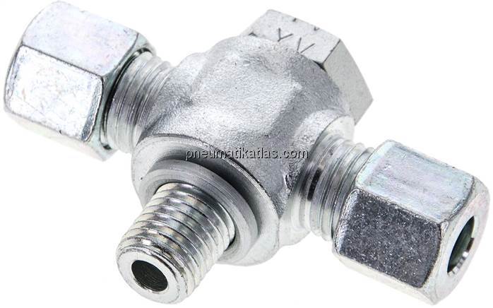 T-Schwenkverschraubung M 12x1,5-8 L (M14x1,5), Stahl verzinkt