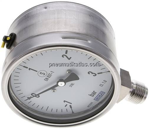 Sicherheits-Manometer senkrecht, 100mm, -1 bis 3 bar