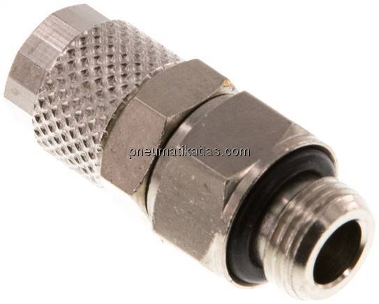 Gerade Drehverschraubung G 1/8"-6x4mm, Messing vernickelt Gerade Drehverschraubung G 1/8"-6x4mm, Messing vernickelt