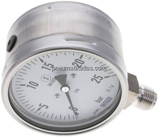 Sicherheits-Manometer senkrecht, 100mm, 0 - 25 bar