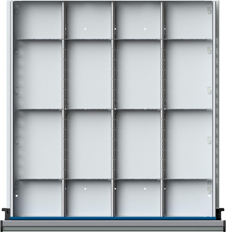 Schubladeneinteilungssatzfür FH 90-150mm 1/4 Teilung f.Schublade B500xT540 mm