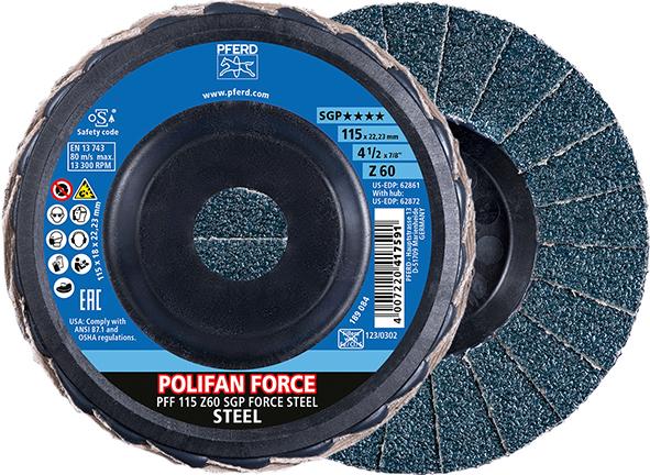 Fächerschleifscheibe FORCE SGP STEEL 115 mm Z 60 Pferd
