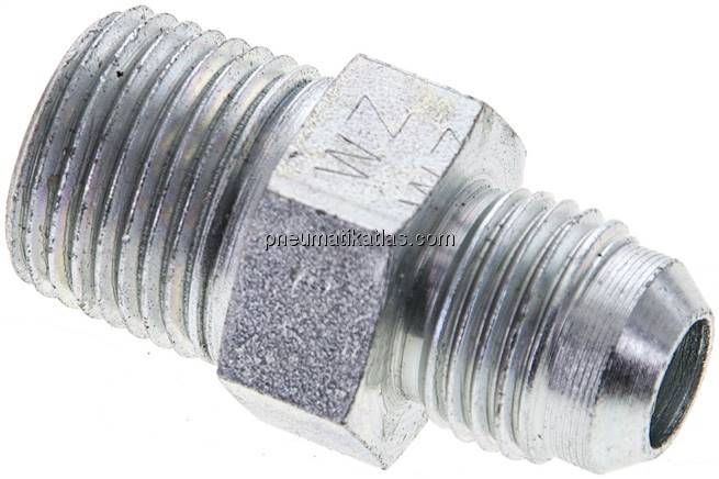 Doppelnippel NPT 3/8"-UNF 9/16"-18(JIC), Stahl verzinkt