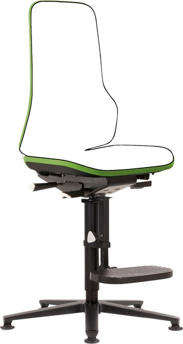 Bimos Arbeitsstuhl grün, ohne Polster Sitzhöhe 590-870 mm m. Gleiter/Aufstiegshilfe