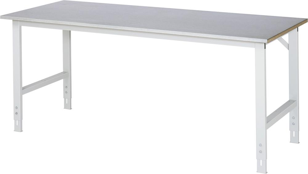 Arbeitstisch Tom - Stahlblechbelag-Platte B2000xT 800xH760-1080mm Stahlblechbelag-Platte