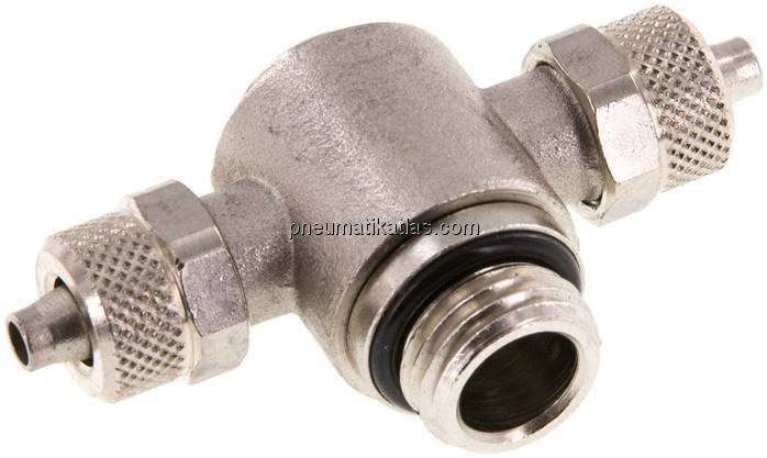 T-Verschraubung G 1/4"-6x4mm, Messing vernickelt, Innenskt.