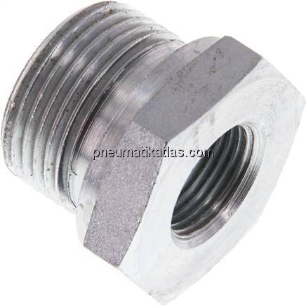 Hydraulik-Reduzierung G 3/4"(AG)-G 3/8"(IG), Stahl verzinkt, Elastomerdichtung