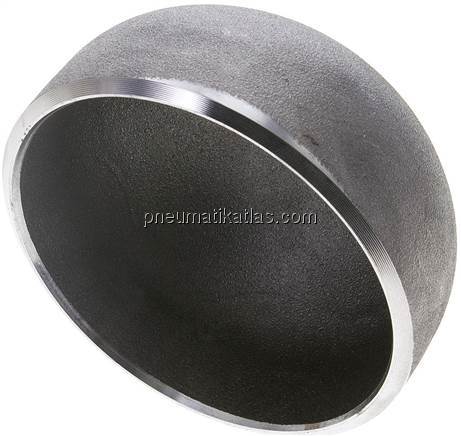 Rohrkappe 88,9x3,2mm, P265GH Stahl schwarz, EN 10253 Typ B (DIN 2617)