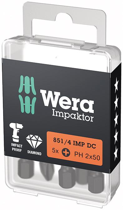 Bit Impaktor 1/4" DIN 3126 E6,3 PH2x50mm 5er Pack Wera Bit Impaktor 1/4" DIN 3126 E6,3 PH2x50mm 5er Pack Wera