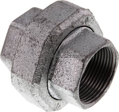 Verschraubung flach dichtend Rp 1-1/4" (IG),Temperguss verzinkt