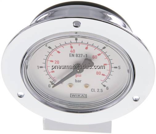 Einbaumanometer (CrNi/Ms), Frontring, 63mm, 0 - 6 bar