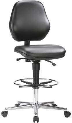 Bimos Arbeitsstuhl Kunstleder schwarz Sitzhöhe 620-870 mm mit Rollen / Fußring