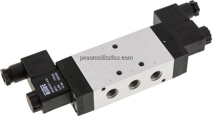 5/3-Wege Magnetventil, G 1/4", Mittelstellung geschlossen, 230 V AC, Standard