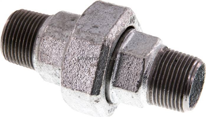Doppelnippel trennbar R 3/4" flach dichtend,Temperguss verzinkt
