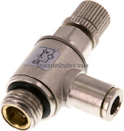 Winkel-Drosselrückschlagventil G 1/4"-6mm,abluftregelnd (Standard)
