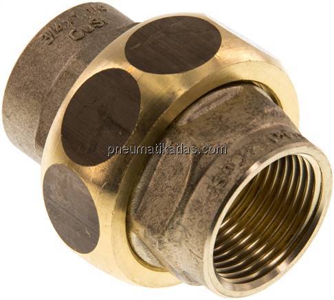 Verschraubung flach dichtend Rp 3/4" (IG),Messing