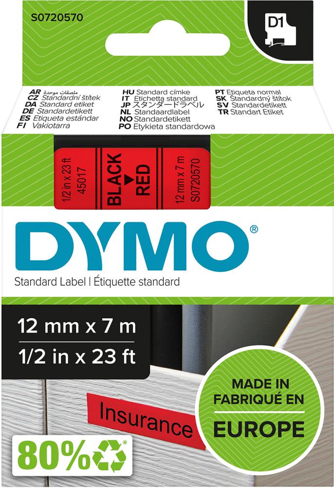 Artikelhauptbild Schriftband D1 45017 schwarz/rot 12mmx7m DYMO