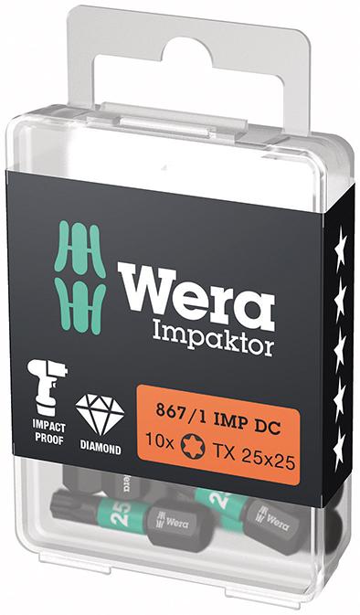 Bit Impaktor 1/4" DIN 3126 C6,3 T25x25mm 10er Pack Wera Bit Impaktor 1/4" DIN 3126 C6,3 T25x25mm 10er Pack Wera