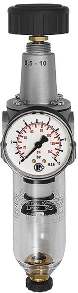 Filterdruckregeler BR Standard, G1/2" DN15, BG 3, PC-Behälter, 5µm, 0,5-10bar, RIEGLER