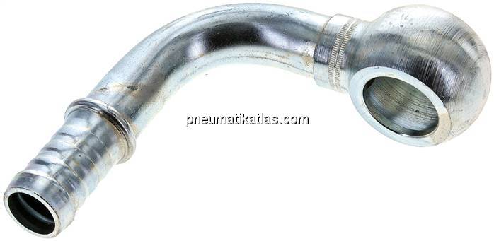 90°-Schlauchnippel 22mm Ring, 17 - 18mm, Stahl verzinkt