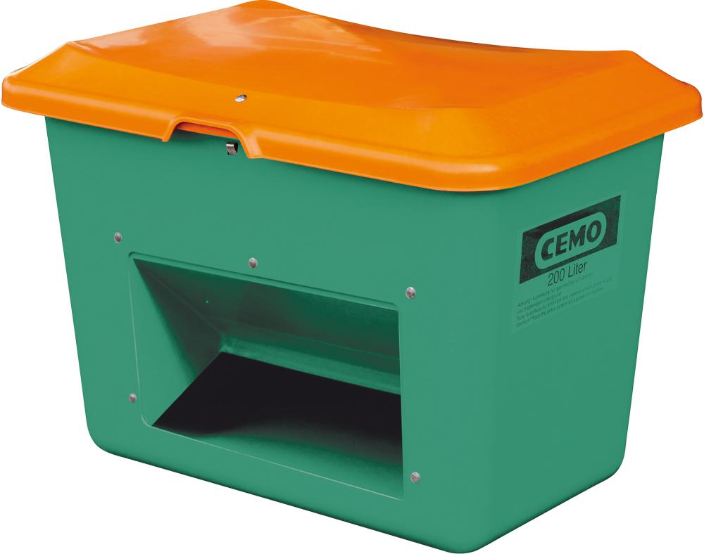 Streugutbehälter 550 l B1340xT990xH780 mm mit Entnahmeöffnung grün/orange