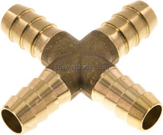 Kreuz-Schlauchverbinder 13 (1/2")mm, Messing