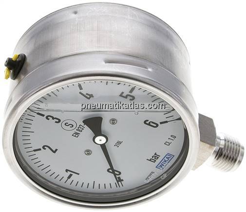 Gly.-Sicherheits-Manometer senkrecht,100mm, 0 - 6 bar