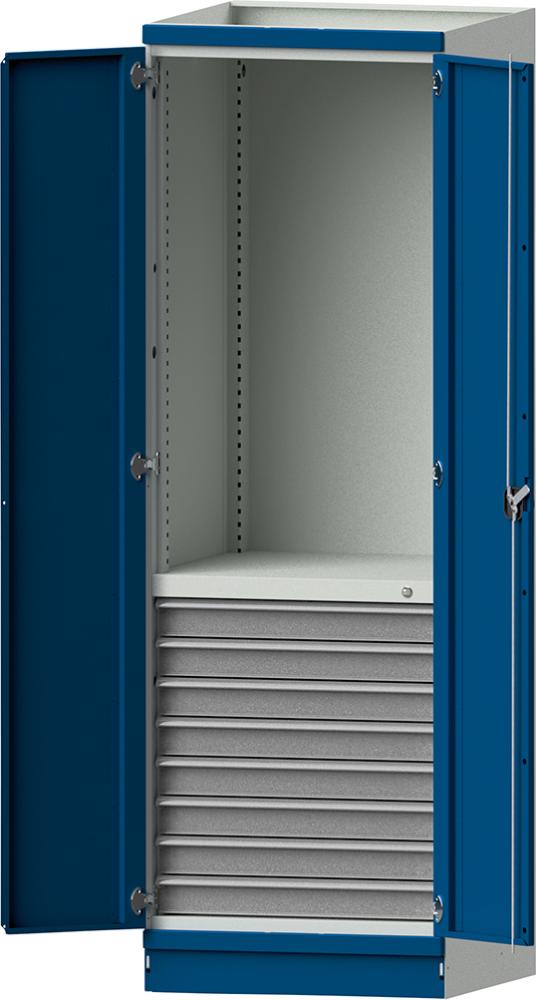 Leergehäuse Modell 101 B715xT720xH2200mm RAL 7035/5012 mit Türen Schubladenblock NH 720mm