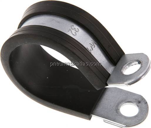 Gummiprofilierte Rohrschelle 32mm, DIN 3016-1