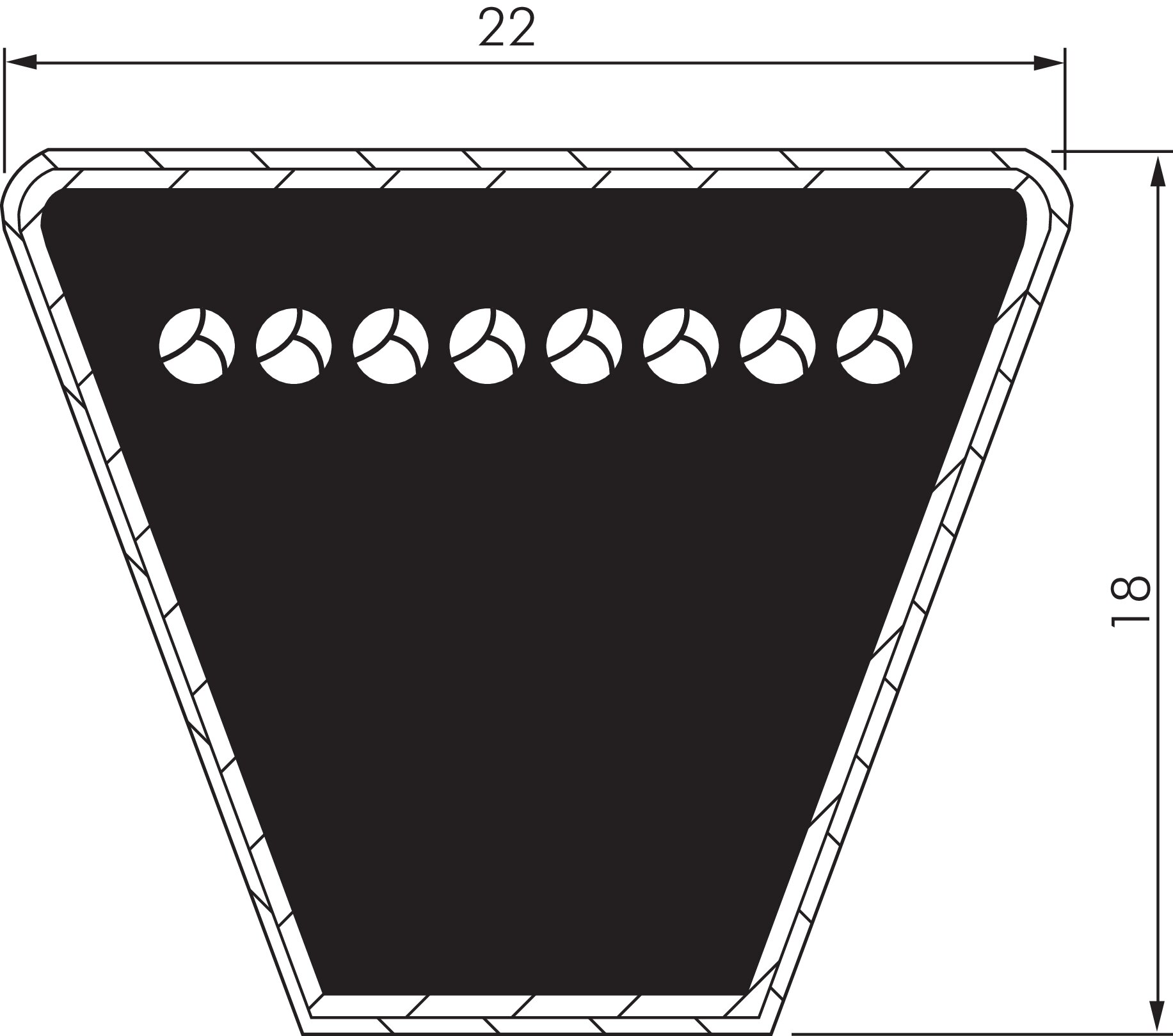 Zeichnung: Schmalkeilriemen SPC 22x18