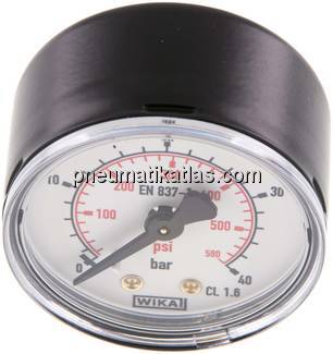 Manometer waagerecht (ST/Ms), 50mm, 0 - 40 bar, G 1/4"