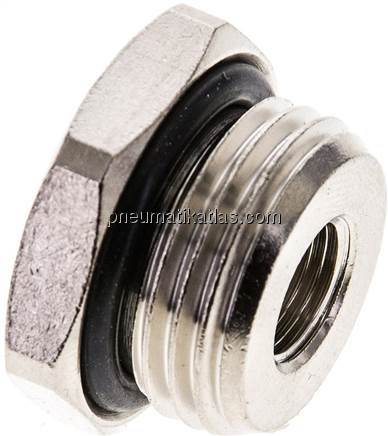 Reduziernippel G 1/2"(AG)-G 1/8"(IG), Messing vernickelt (Elastomerabdichtung) Reduziernippel G 1/2"(AG)-G 1/8"(IG), Messing vernickelt (Elastomerabdichtung)