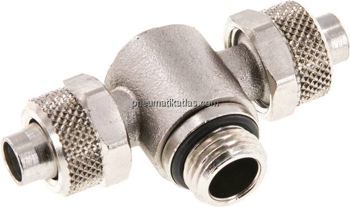 T-Verschraubung G 1/4"-10x8mm, Messing vernickelt, Innenskt.