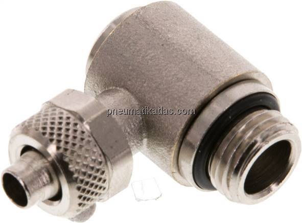 Winkel-Verschraubung G 1/4"-8x6mm, Messing vernickelt, Innenskt.