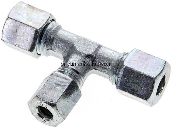 T-Schneidringverschraubung 8 L (M14x1,5)-6 L (M12x1,5)-8 L (M14x1,5), Stahl verz
