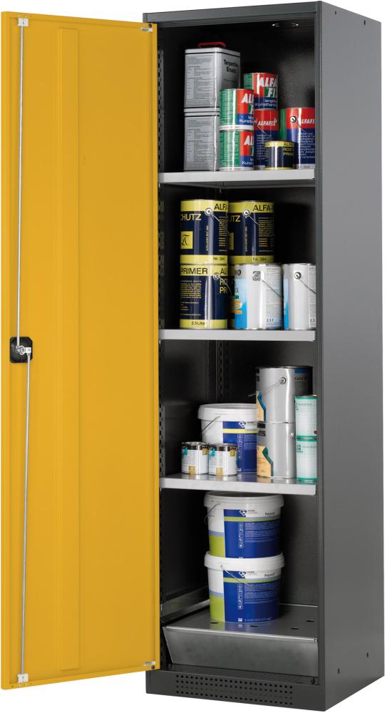 Chemikalienschrank 545x1950 1Tür,gelb,3Wbö