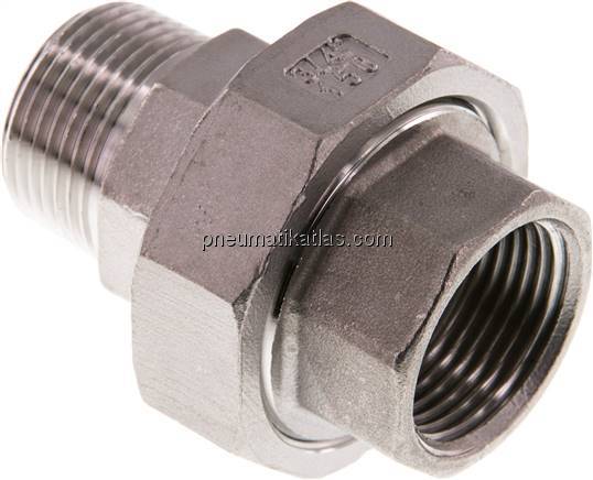 Verschraubung kon. dichtend, Rp 3/4"/R 3/4" (IG/AG) Verschraubung kon. dichtend, Rp 3/4"/R 3/4" (IG/AG)