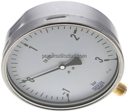 Manometer senkrecht (CrNi/Ms), 160mm, -1 bis 3 bar