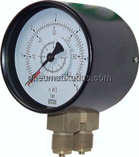 Differenzdruck-Manometer senkrecht, 160mm, 0 - 6 bar