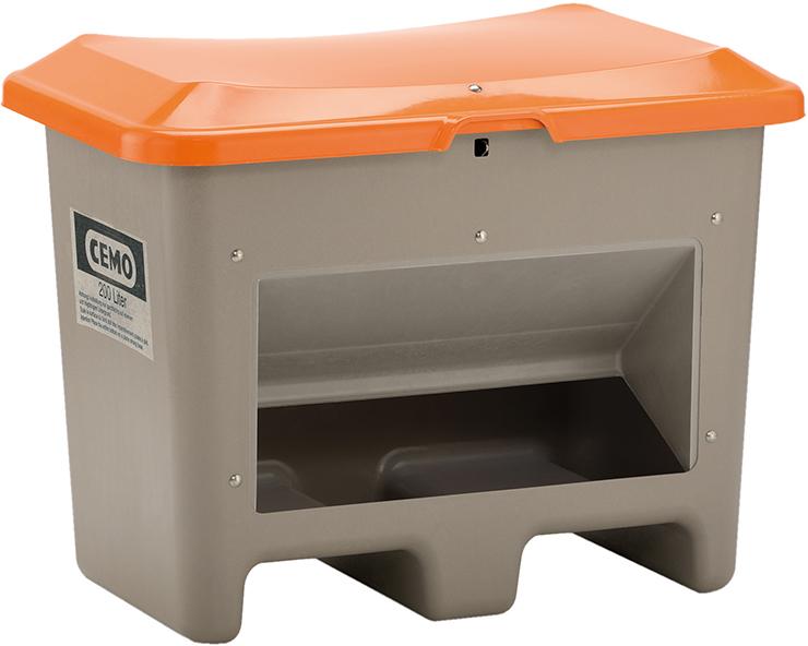 Streugutbehälter 200 l B890xT600xH640 mm mit Entnahmeöffnung grau/orange