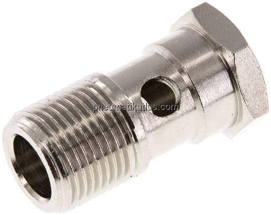 Hohlschraube, 1-fach G 3/8"-32mm, Messing vernickelt
